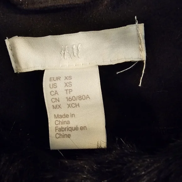 H&M Ladies Faux Fur Jacket Black XS - Picture 4 of 9